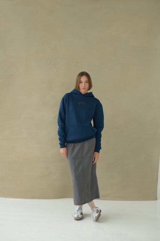 Hoodie - Navy Blue & Tan