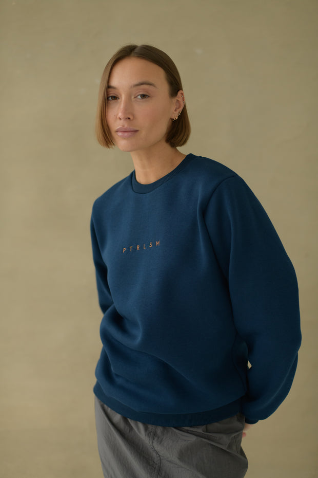 Sweatshirt - Navy Blue & Tan