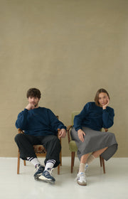 Sweatshirt - Navy Blue & Tan