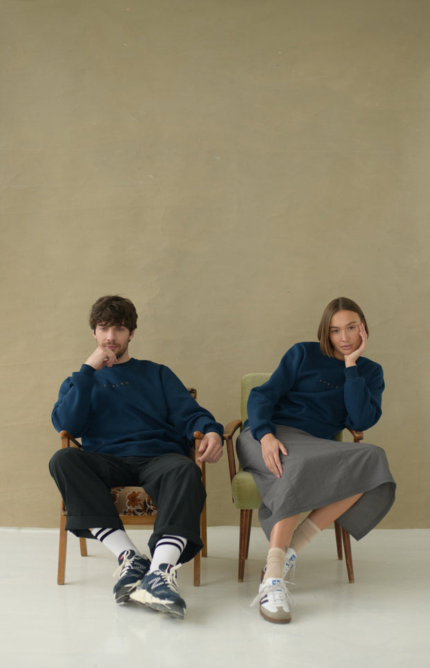 Sweatshirt - Navy Blue & Tan